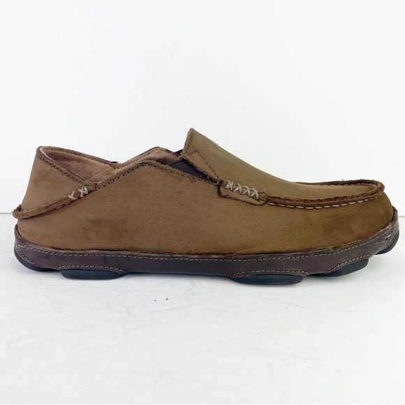 Olukai Moloa Ray Toffee Brown Leather Casual Slip On Shoes - Picture 6 of 12